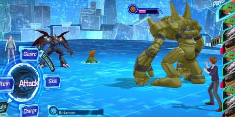 A battle taking place in Digimon Story Cyber Sleuth