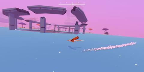 A bird dlying close to the water in AER Memories of Old