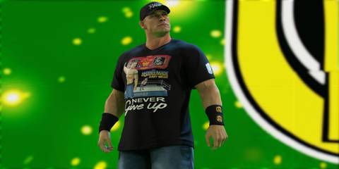 A closeup shot of John Cena in WWE 2K23