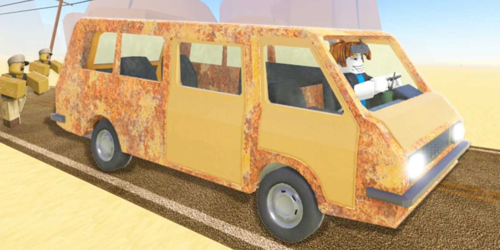 A Dusty Trip character in a car