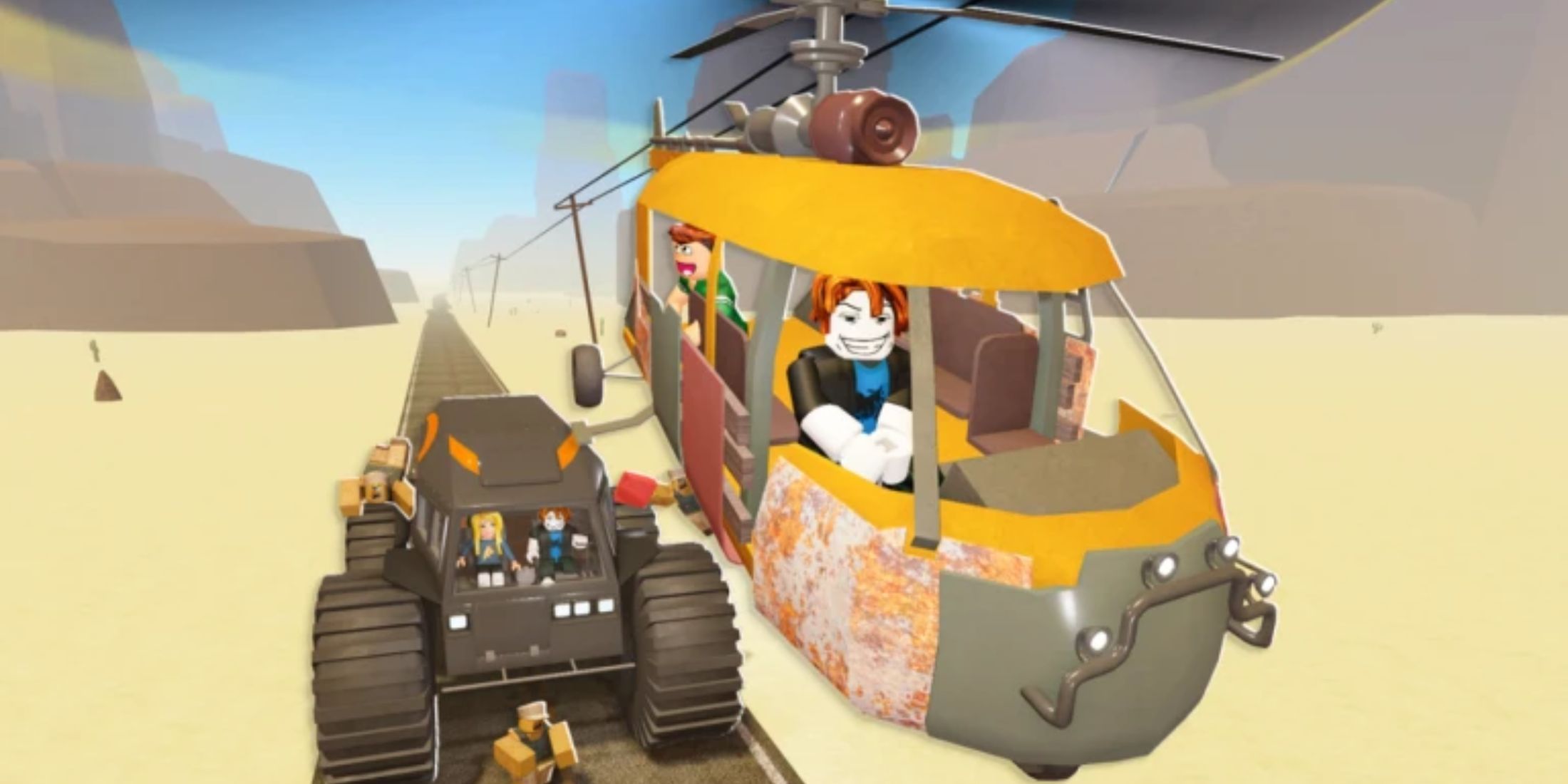 A Dusty Trip character in a helicopter