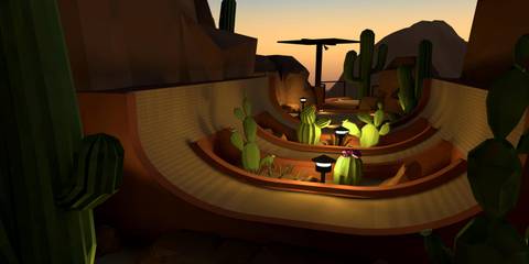 A golf course with cactus in Walkabout Mini Golf VR