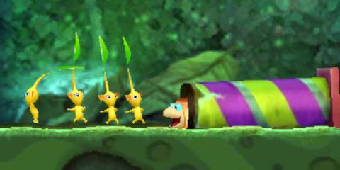 A Key Frame From Hey! Pikmin Showing Yellow Pikmin Running From An Enemy