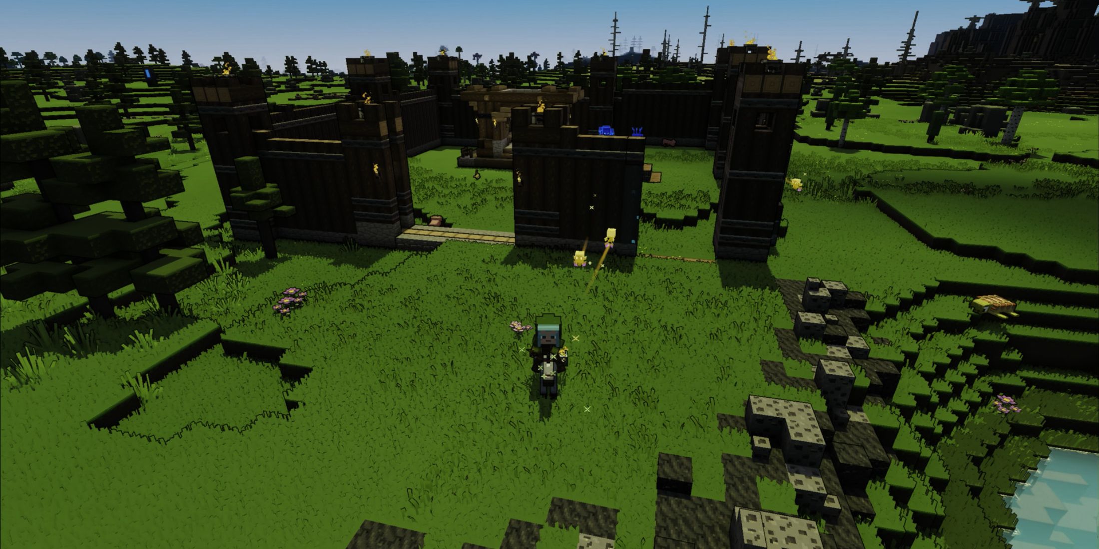 A Key Frame From Minecraft Legends Showing A PLayer Exploring An Open Plain Area