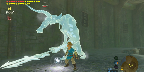 A Key Frame From The Legend Of Zelda Tears Of The Kingdom Showing The Player Approaching An Enemy With The Freeze Spear Equipped