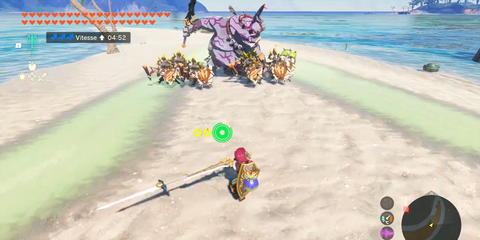 A Key Frame From The Legend Of Zelda Tears Of The Kingdom Showing The Player Approaching An Enemy With The Silver Boss Boko Blade Equipped