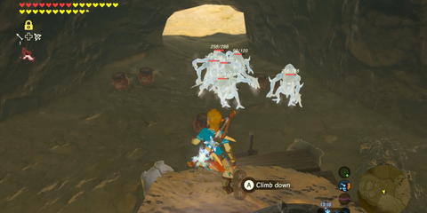 A Key Frame From The Legend Of Zelda Tears Of The Kingdom Showing The Player Attacking An Enemy With The Freeze Spear Equipped