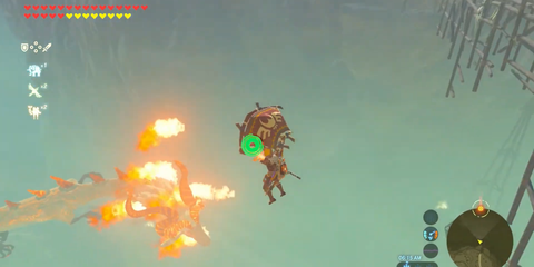 A Key Frame From The Legend Of Zelda Tears Of The Kingdom Showing The Player Gliding Towards A Dinraal