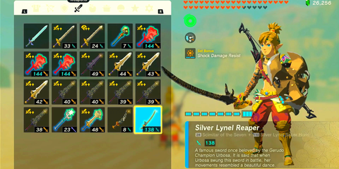 A Key Frame From The Legend Of Zelda Tears Of The Kingdom Showing The Player Interacting With The Silver Lynel Reaper In The Game's Menu
