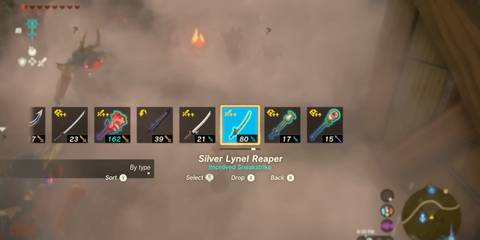 A Key Frame From The Legend Of Zelda Tears Of The Kingdom Showing The Player Interacting With The Silver Lynel Reaper In The Game's Pop-Up Menu