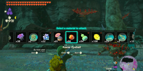 A Key Frame From The Legend Of Zelda Tears Of The Kingdom Showing The Player Interacting With TheKeese Eyeball In The Game's Pop-Up Menu