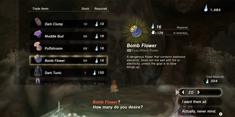 A Key Frame From The Legend Of Zelda Tears Of The Kingdom Showing The Player Receiving A Bomb Flower Through A Shop