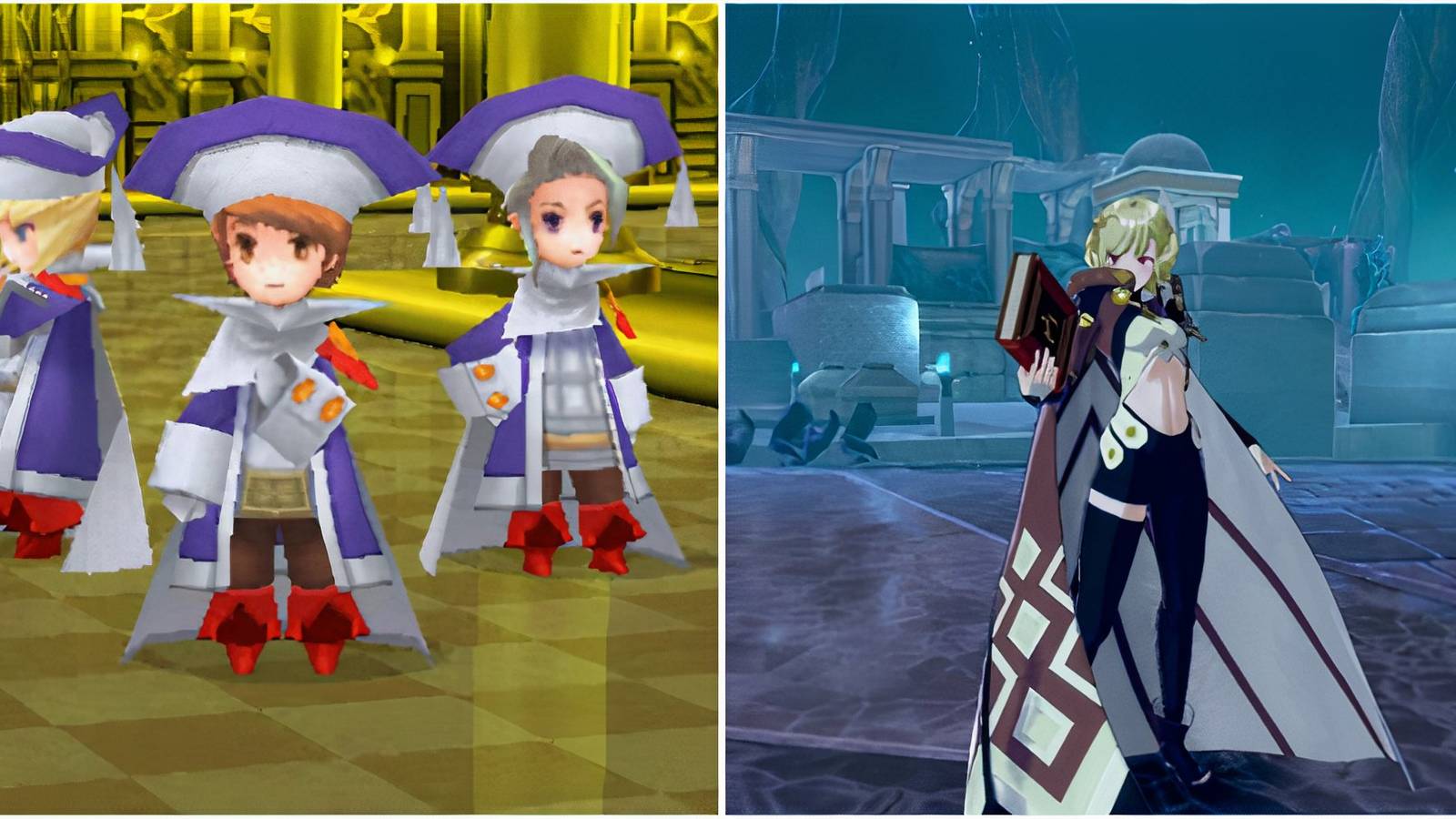 A party of Sages in Final Fantasy 3 and Citrine as a Sage in Fire Emblem Engage