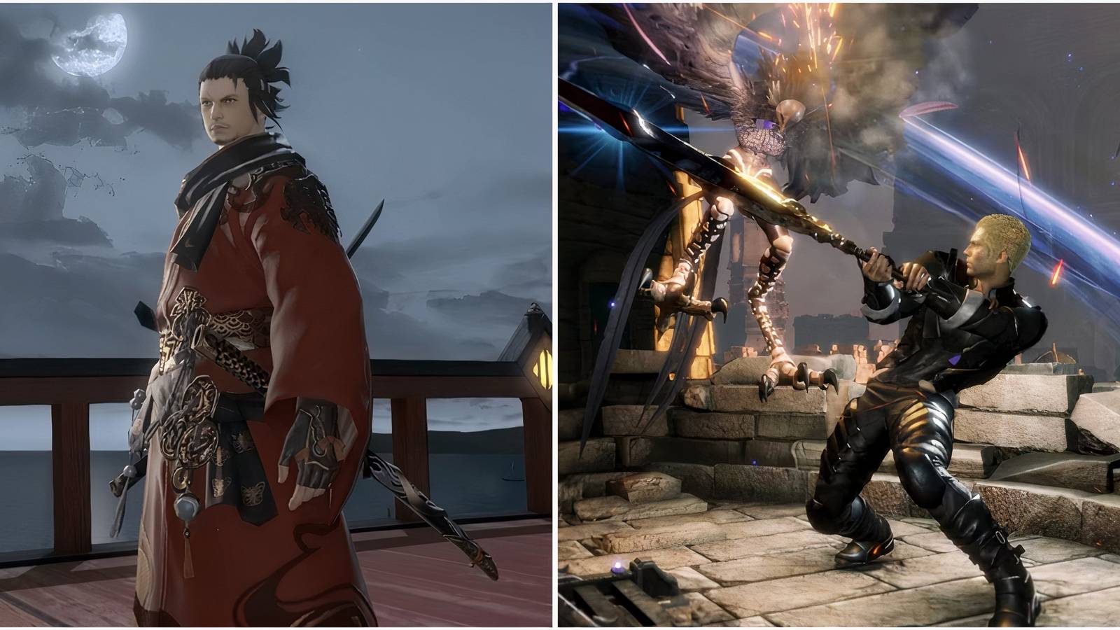 A Samurai in Final Fantasy 14 and Playing as a samurai in Stranger Of Paradise Final Fantasy Origin