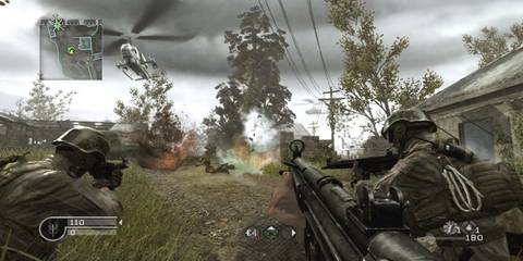 A squad shooting at the enemies in Call of Duty 4 Modern Warfare