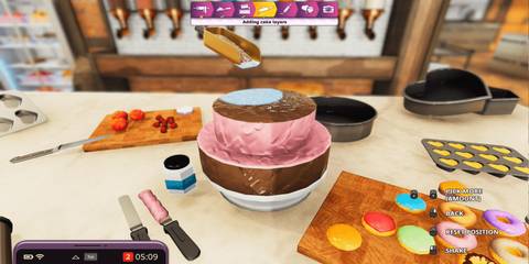 Adding toppings to a cake in Cooking Simulator Cakes and Cookies