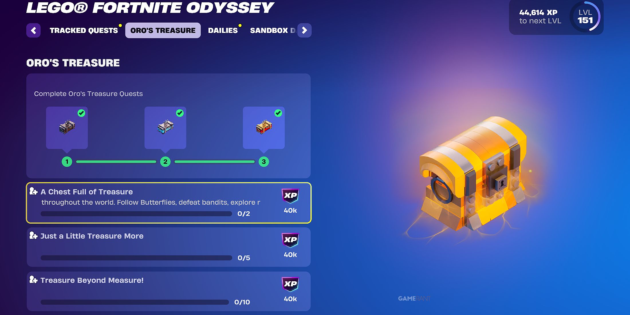 All Oro's taxes in Lego Fortnite Odyssey
