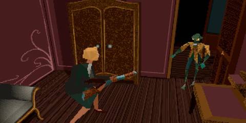 Alone in the Dark 1992 Emily takes aim at monster