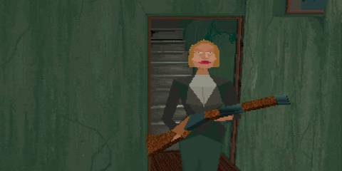 Alone in the Dark 1992 Emily holding shotgun