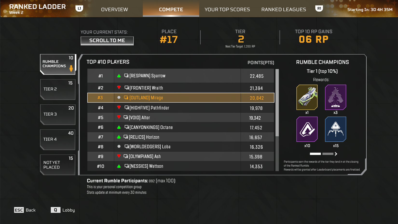 apex-Ranked Ladder Leaderboard
