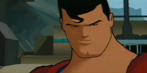 close shot of superman