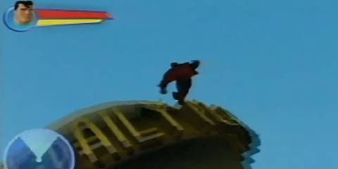 superman flying towards the daily planet