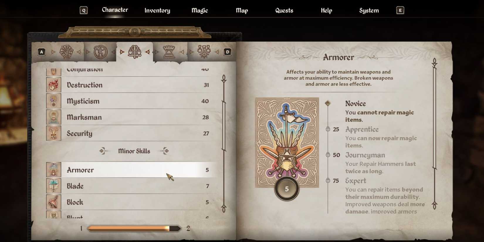 Armorer Skill The Elder Scrolls IV Oblivion Remaster