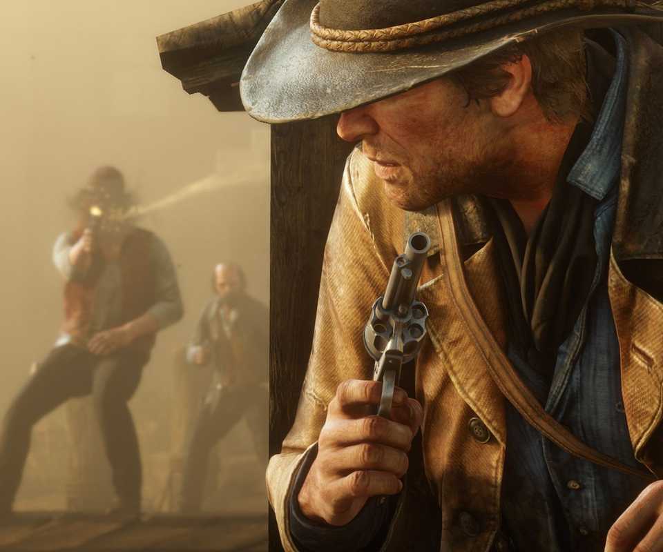 Arthur dalam baku tembak melawan beberapa bandit - Red Dead Redemption 2, Game yang layak GOTY
