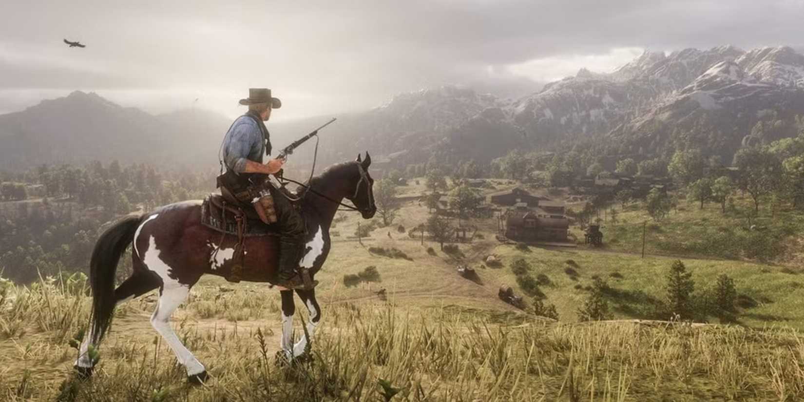 Arthur Morgan on a horse in Red Dead Redemption 2