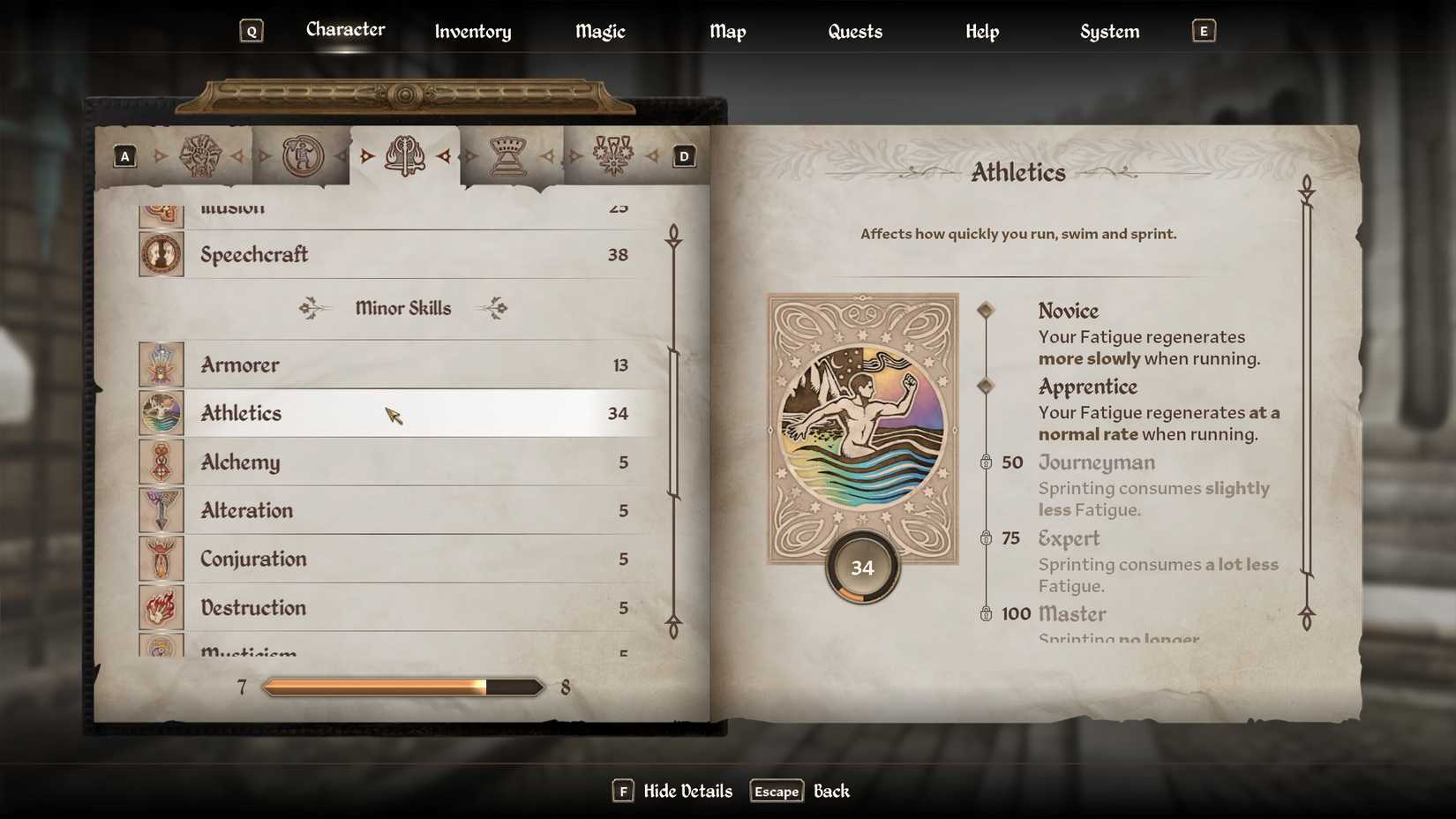 athletics minor skill