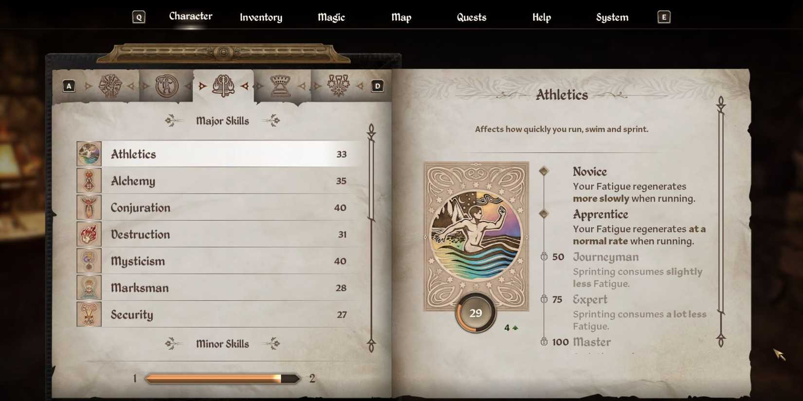 Athletics Skill The Elder Scrolls IV Oblivion Remaster
