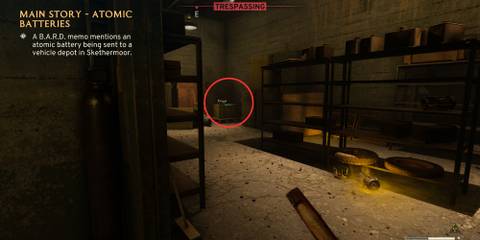 Atomic Battery location in Vehicle Storage Bunker in Atomfall