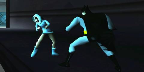 Batman fighting one of Mr. Freeze's henchwomen in Batman: Vengeance