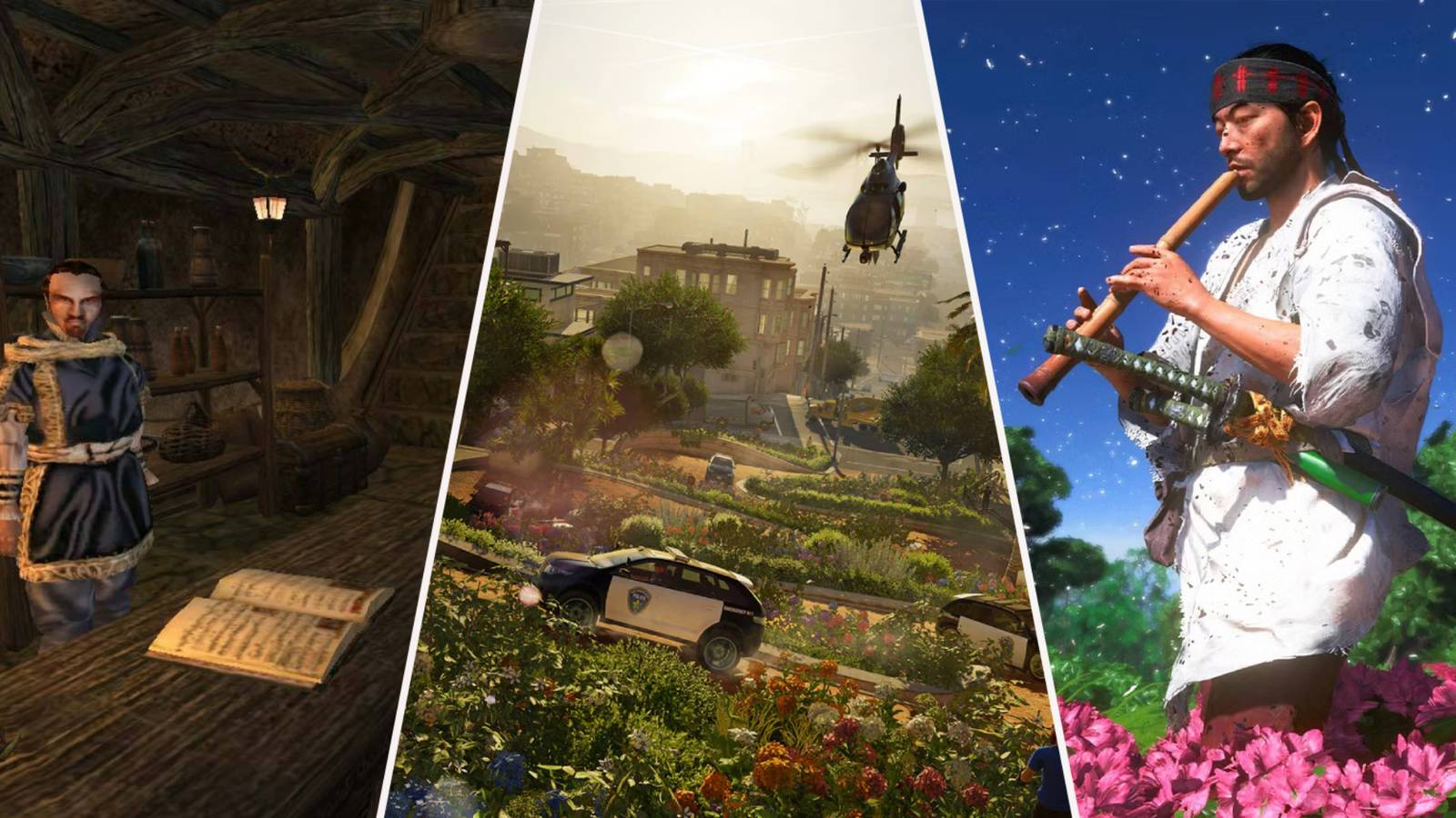 best open-world games that feel alive ghost of tsushima, watch dogs 2, morrowind