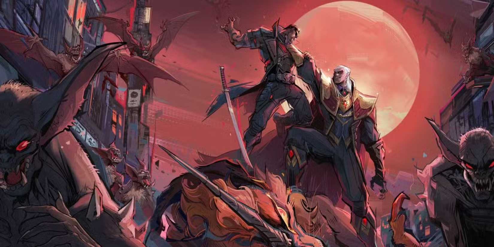 Blade Gallery Card in Marvel Rivals showing him being held up by Dracula