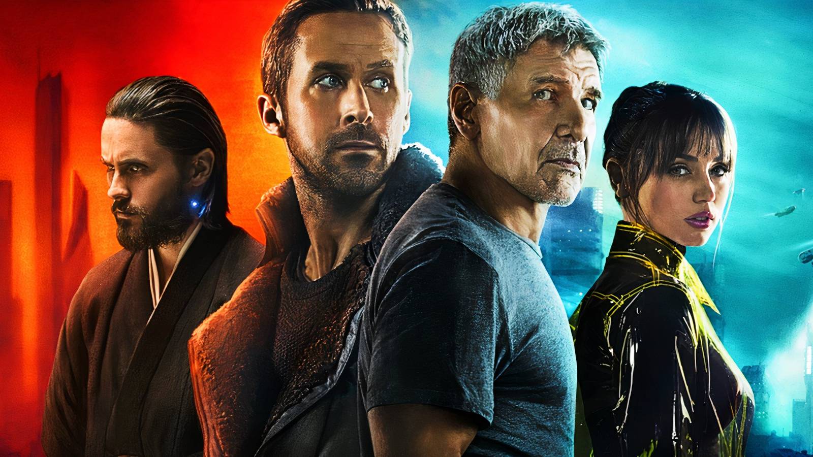 jared leto, ryan gosling, harrison ford, ana de armas in blade runner 2049