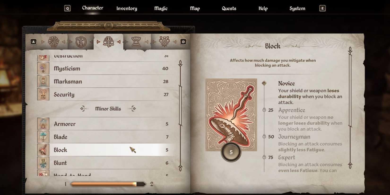 Block Skill The Elder Scrolls IV Oblivion Remaster 