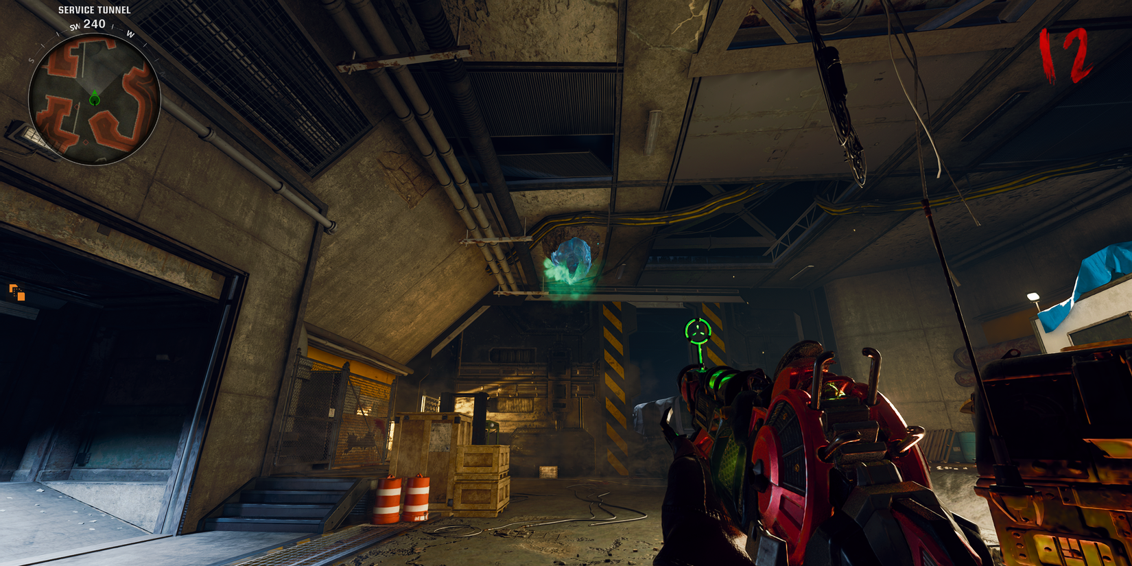 blue crystal in the service tunnel