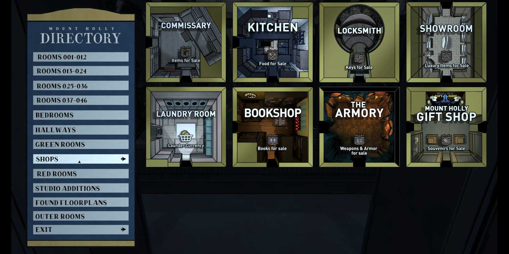 Blue Prince Mount Holly Directory All Rooms Every Room Shops