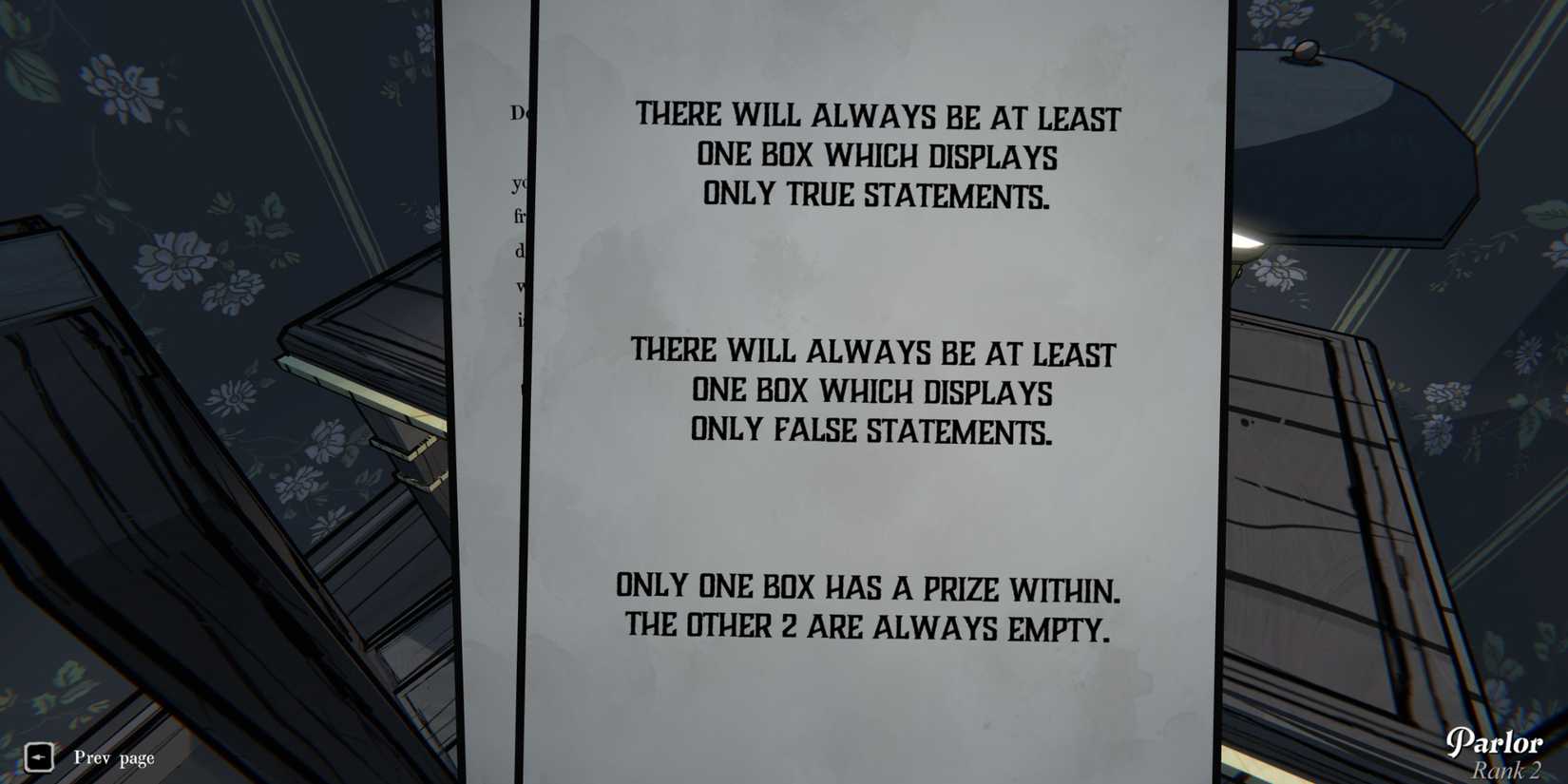 Blue Prince Solve Parlor Game Solutions White Blue Red Box Puzzle Rules