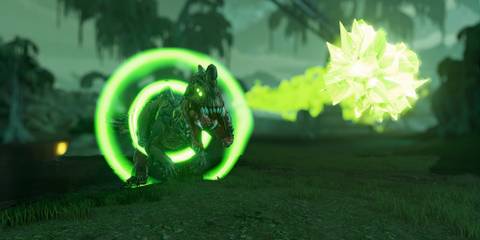 Borderlands 3 Giant Alien Dinosaur Shooting Acid with Mayhem modifier Elemental Aura on Planet Eden-6 Floodmoor Basin