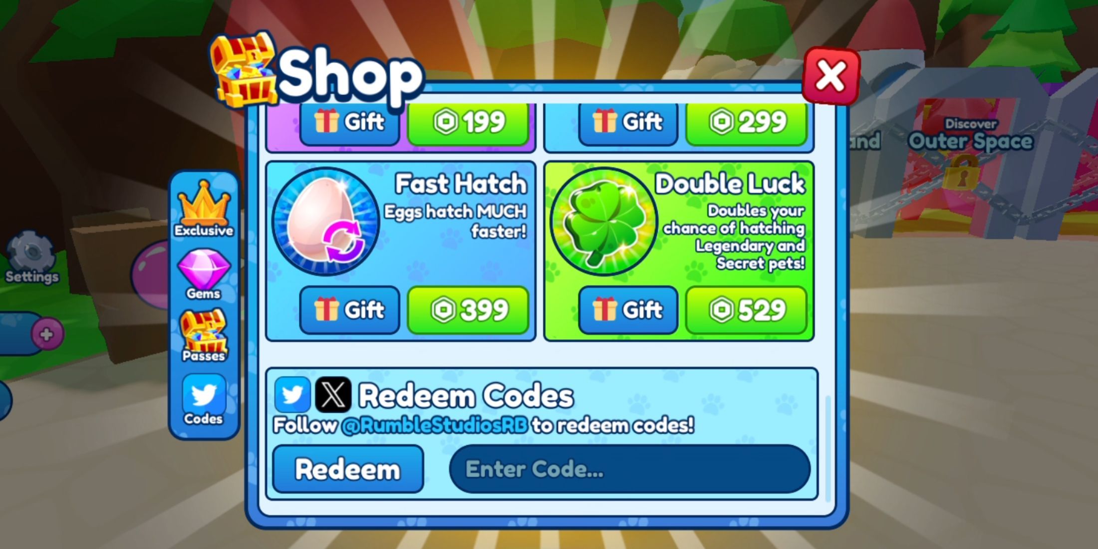 Bubble Gum Simulator Infinite Code tab