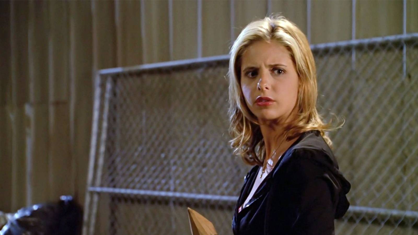 Buffy about to face the vampire in Buffy the Vampire Slayer