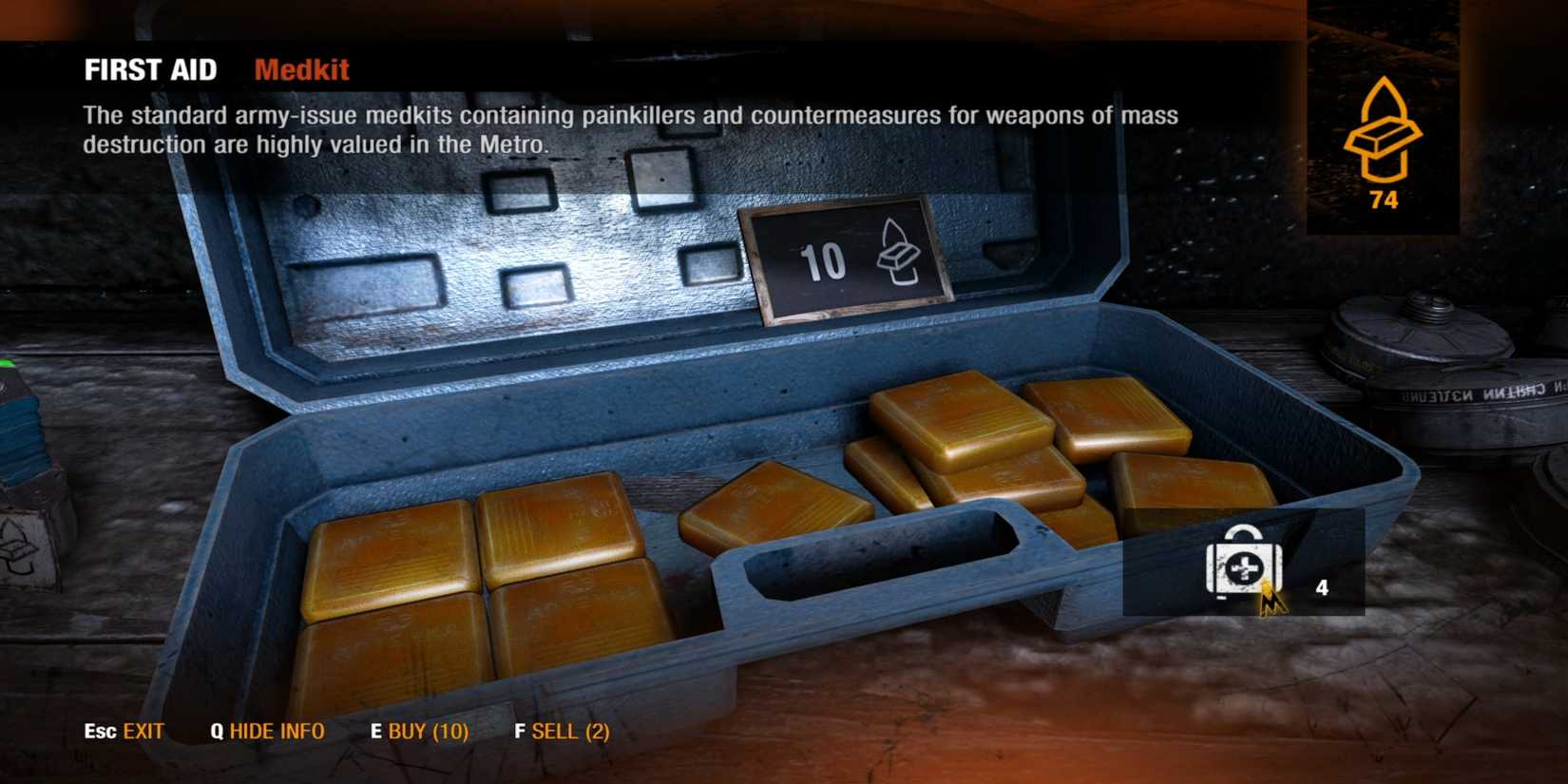 Buying Medkits in Metro 2033 Redux