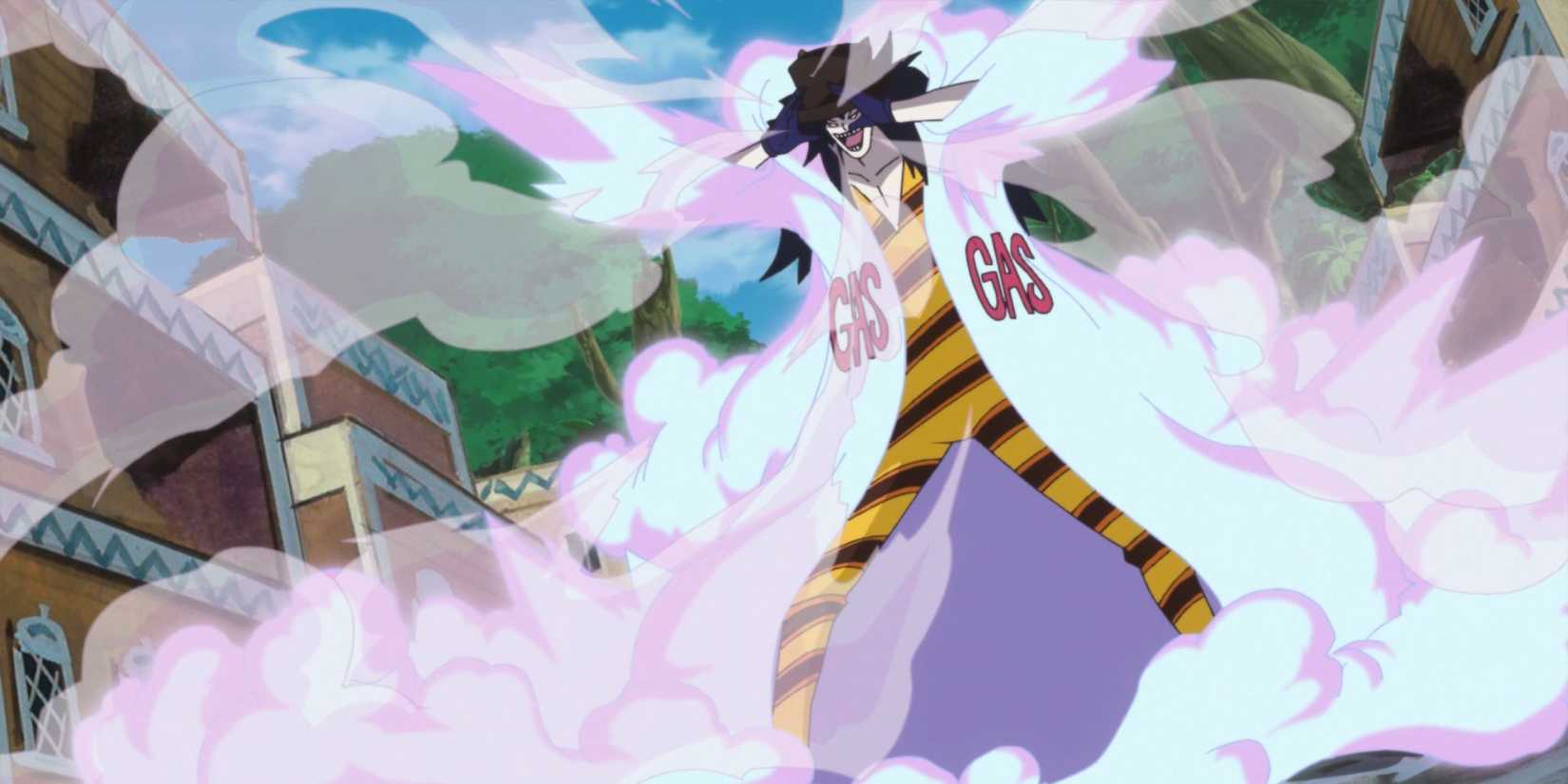 Caesar releasing his toxic gases - One Piece