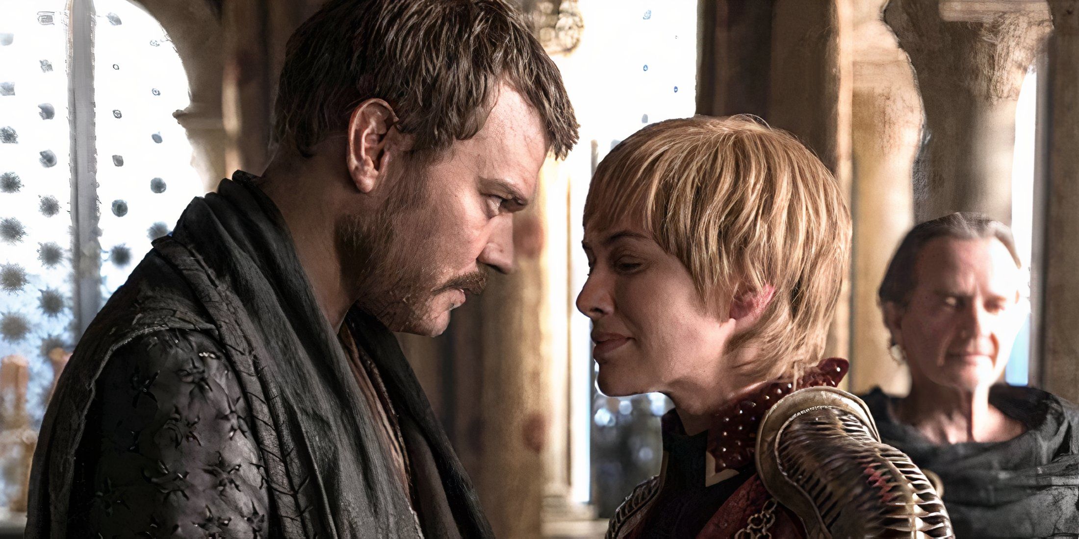 Cersei And Euron Greyjoy standing next to each other.