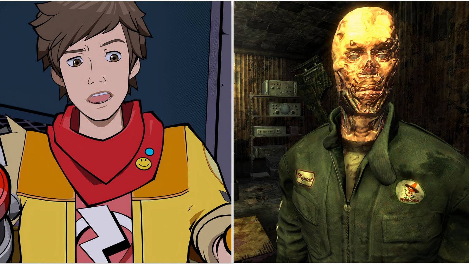 Chai in Hi-Fi Rush and A Ghoul NPC in Fallout New Vegas