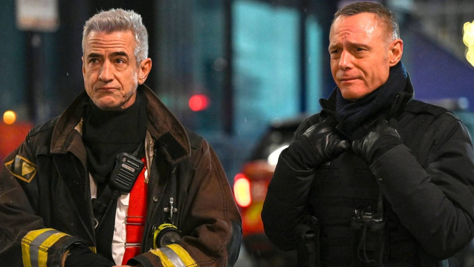 Dom Pascal (Dermot Mulroney) and Hank Voight (Jason Beghe) on Chicago P.D.