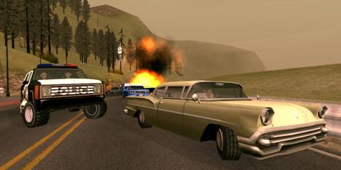CJ causing several traffic accidents - Grand Theft Auto: San Andreas