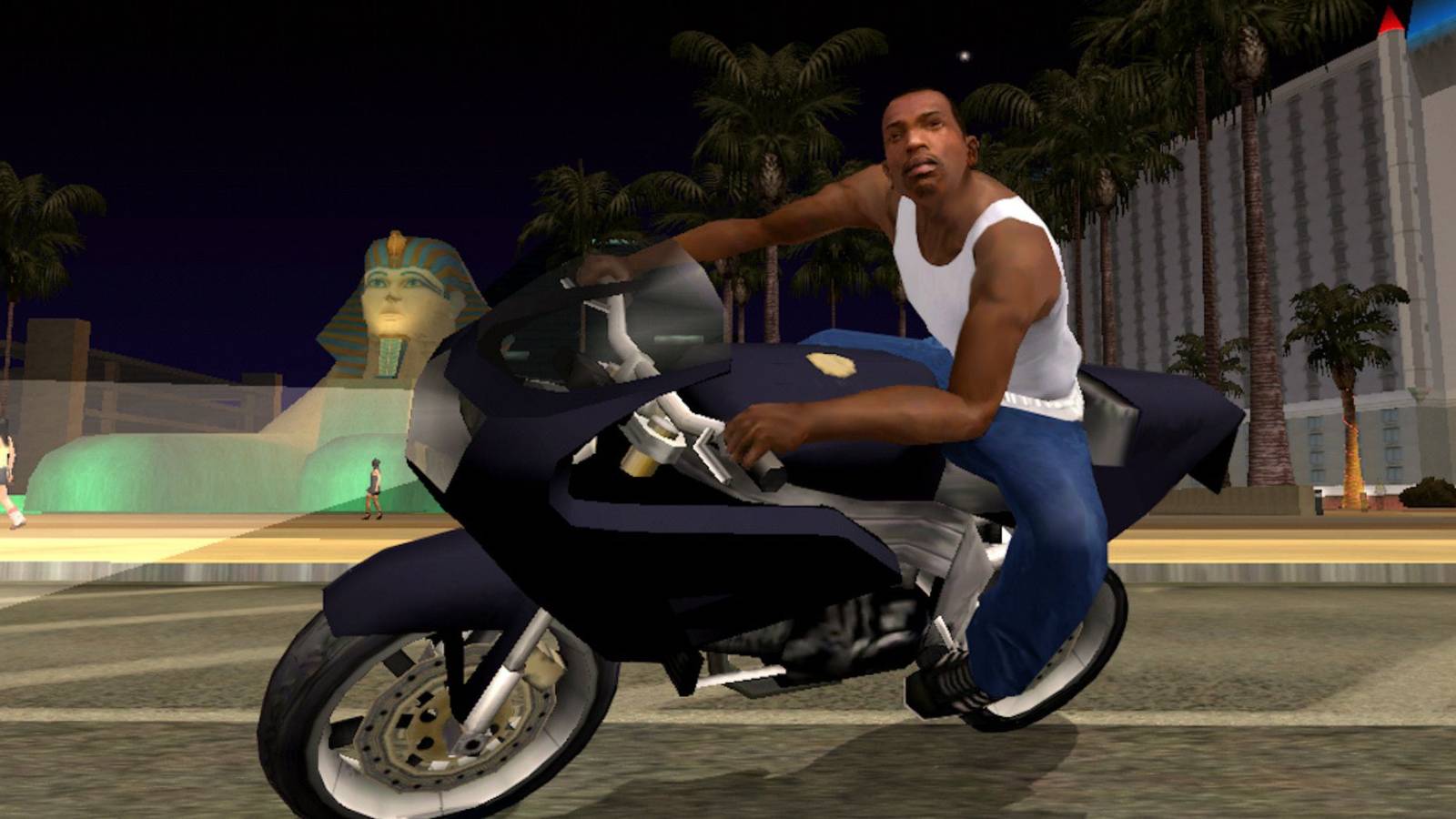 CJ riding a motorcycle - Grand Theft Auto: San Andreas